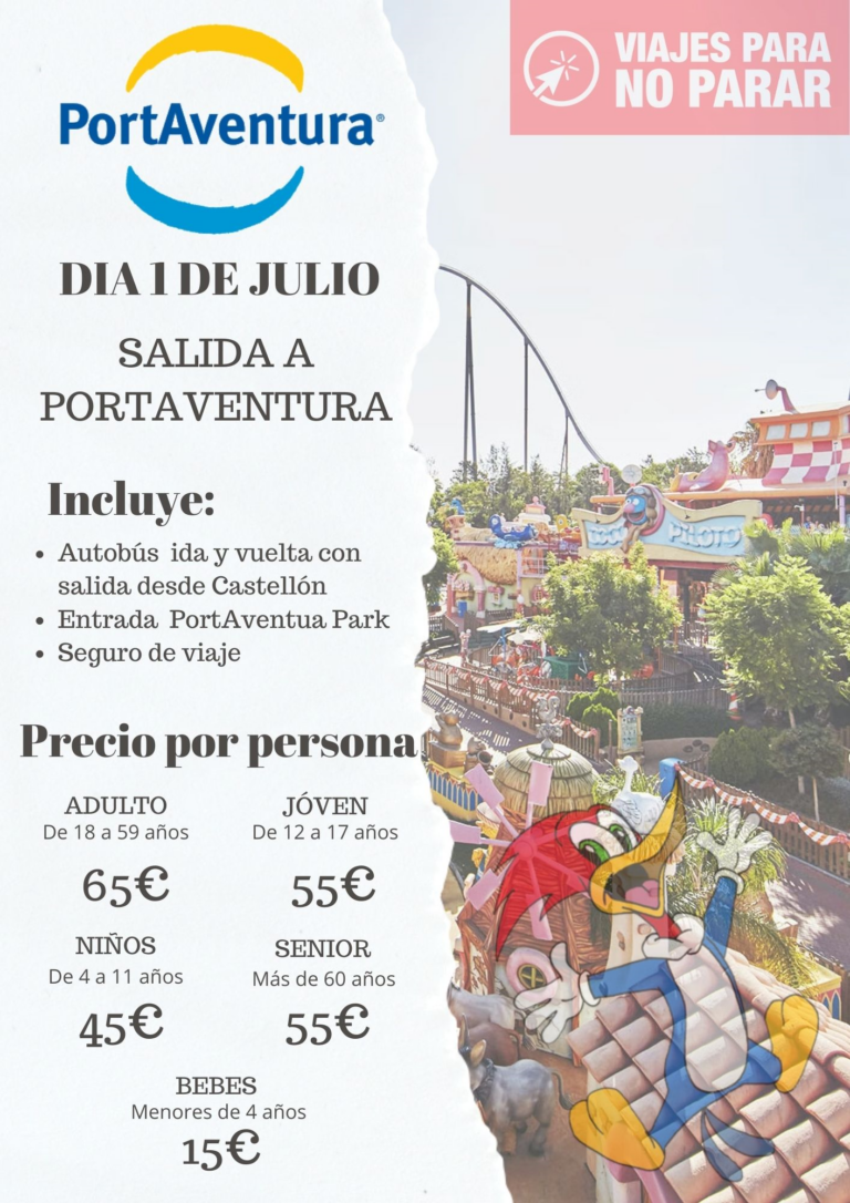 EXCURSIÓN A PORT AVENTURA con autobús desde Castellón